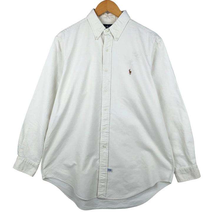 Ralph Lauren long sleeve button down shirt, men's size L cotton white type Vintage Second Hand