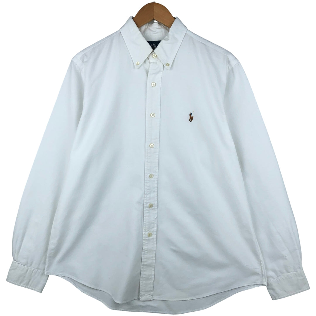 Ralph Lauren CUSTOM FIT long sleeve button down shirt, men's size L cotton white type Vintage Second Hand
