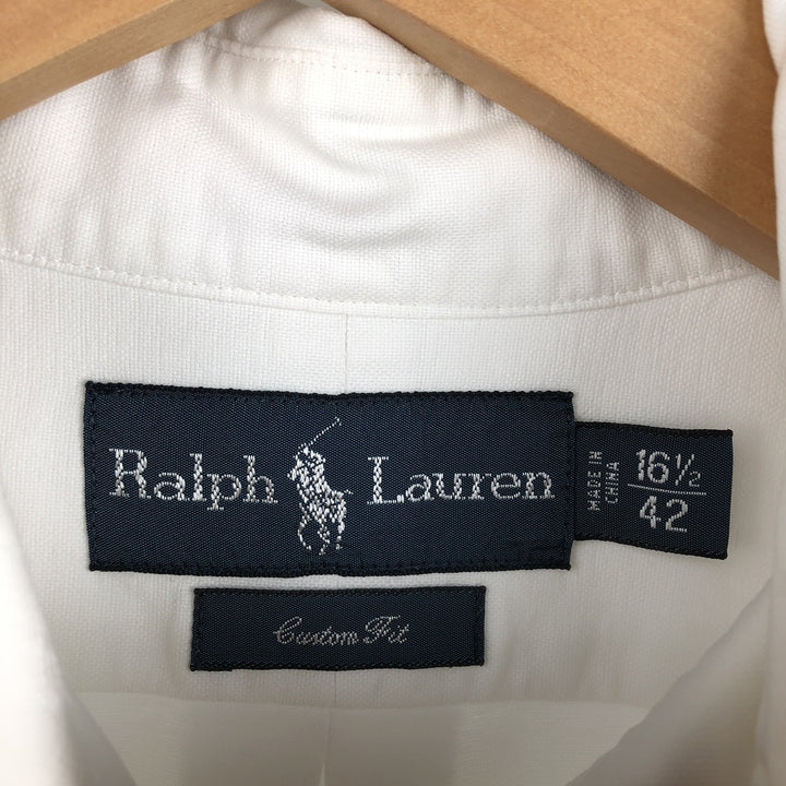 Ralph Lauren CUSTOM FIT long sleeve button down shirt, men's size L cotton white type Vintage Second Hand