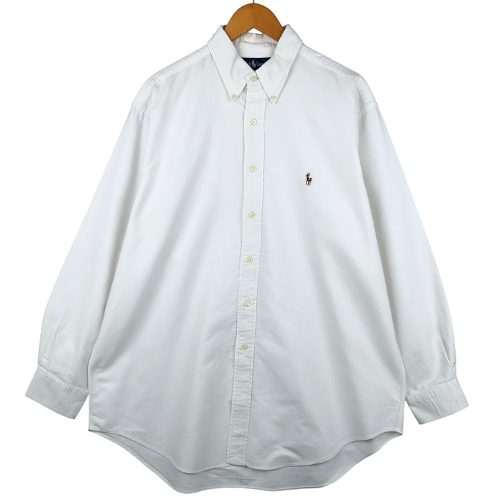 Ralph Lauren YARMOUTH long sleeve button down shirt, men's size L cotton white type Vintage Second Hand