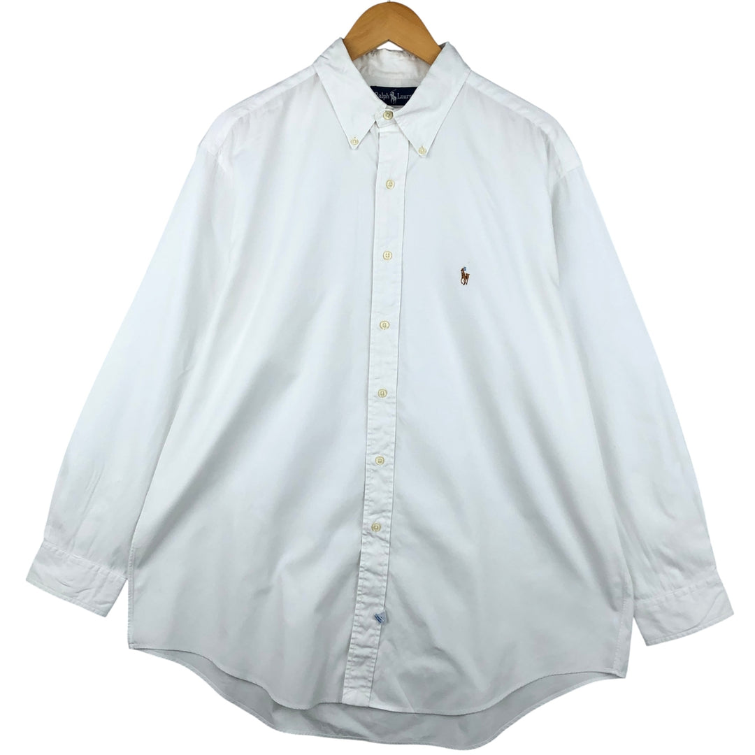 Ralph Lauren YARMOUTH long sleeve button down shirt, men's XL size cotton white type Vintage Second Hand
