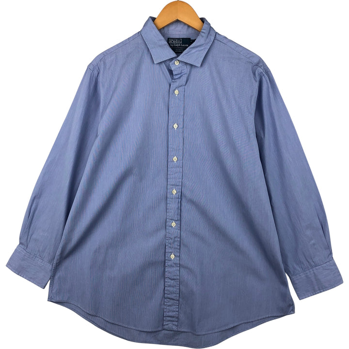 Ralph Lauren POLO by Ralph Lauren Estate Custom Fit Wide Collar Long Sleeve Cotton Shirt, Men's XL cotton Blue type light blue Vintage Second Hand