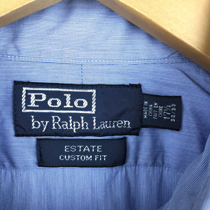 Ralph Lauren POLO by Ralph Lauren Estate Custom Fit Wide Collar Long Sleeve Cotton Shirt, Men's XL cotton Blue type light blue Vintage Second Hand