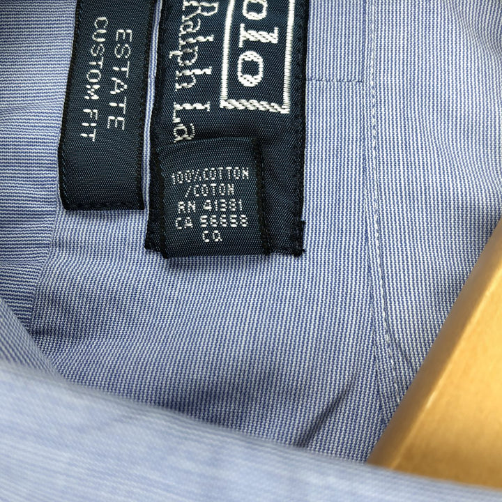 Ralph Lauren POLO by Ralph Lauren Estate Custom Fit Wide Collar Long Sleeve Cotton Shirt, Men's XL cotton Blue type light blue Vintage Second Hand