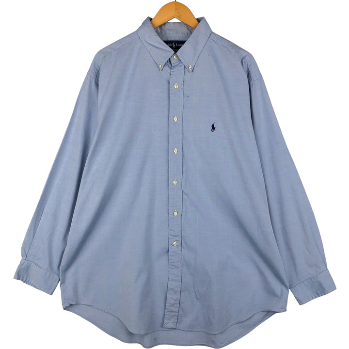 Ralph Lauren YARMOUTH long sleeve button down shirt, men's XL size cotton Blue type light blue Vintage Second Hand