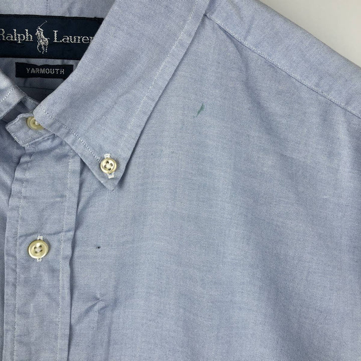 Ralph Lauren YARMOUTH long sleeve button down shirt, men's XL size cotton Blue type light blue Vintage Second Hand