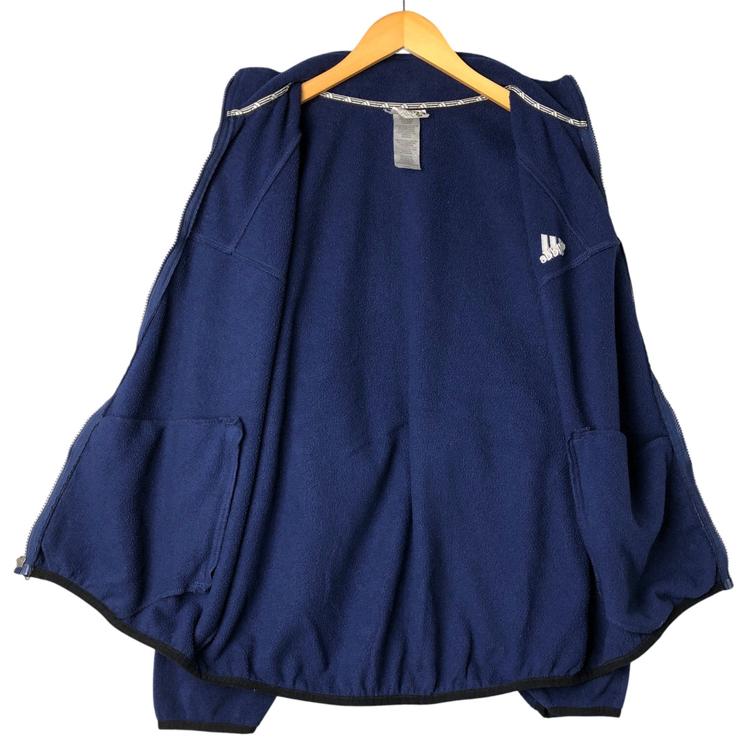 90s-00'S Adidas fleece jacket, men's size L polyester Navy blue Vintage Second Hand