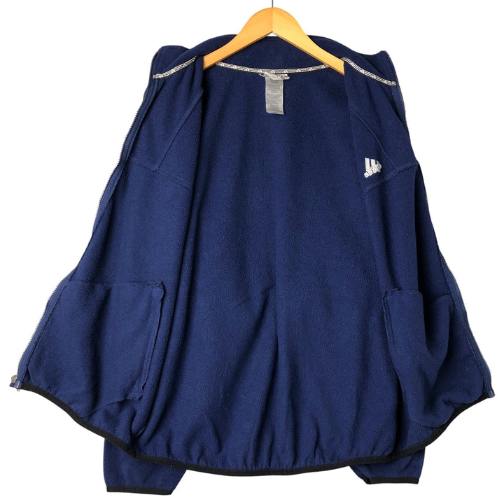 90s-00'S Adidas fleece jacket, men's size L polyester Navy blue Vintage Second Hand