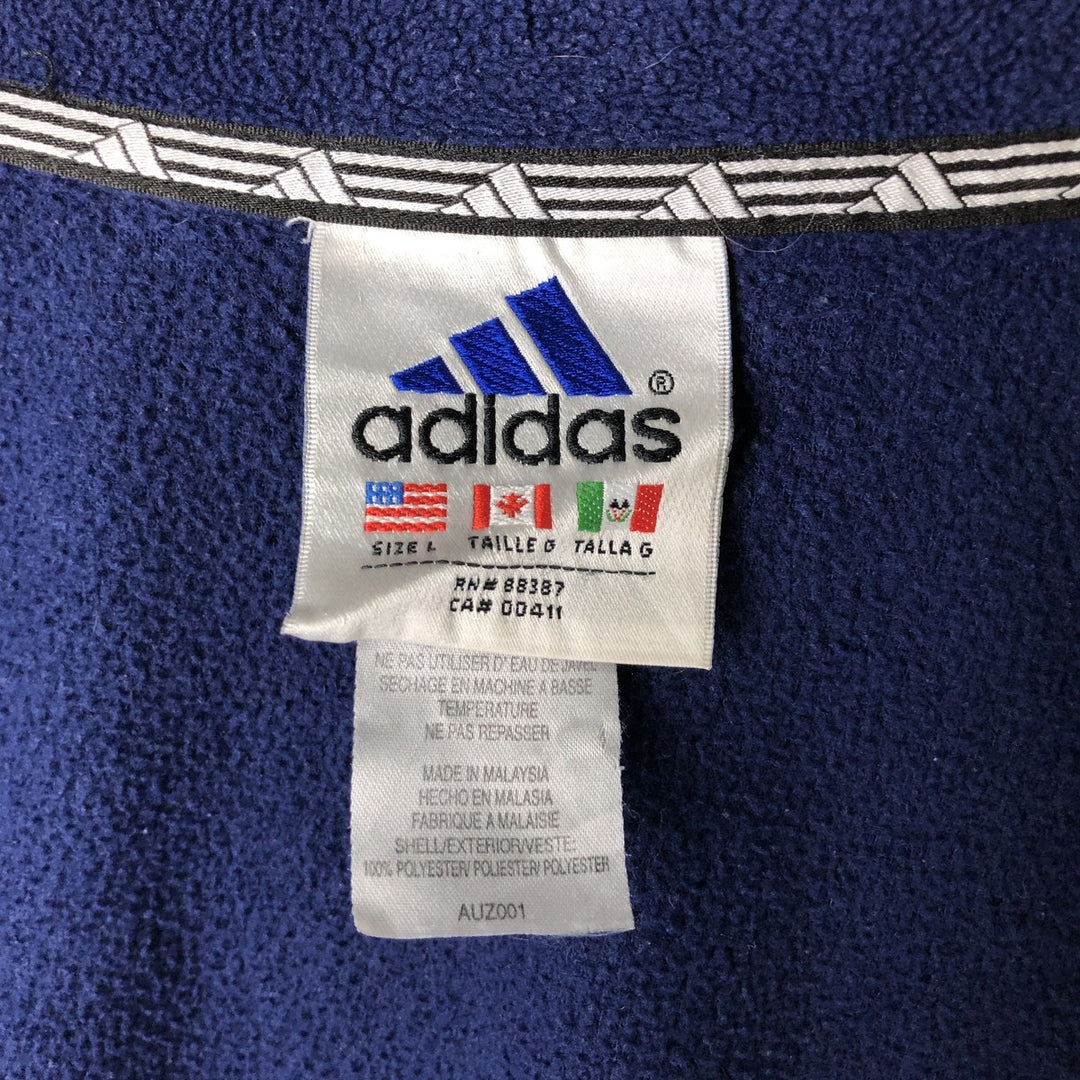 90s-00'S Adidas fleece jacket, men's size L polyester Navy blue Vintage Second Hand
