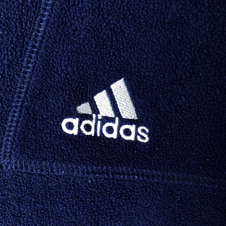 90s-00'S Adidas fleece jacket, men's size L polyester Navy blue Vintage Second Hand
