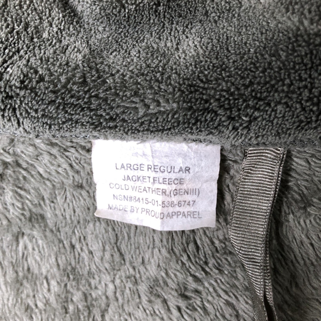 US Military Proud Apparel ECWCS Gen3 Level 3 Military Fleece Jacket, Large Regular, Men's Size L polyester Khaki type Vintage Second Hand