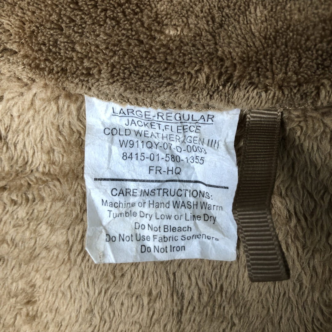 Authentic 2000'S US military ECWCS Gen 3 Level 3 military fleece jacket, Made in USA, Large-Regular, Men's Size L unclear beige type brown Vintage Second Hand