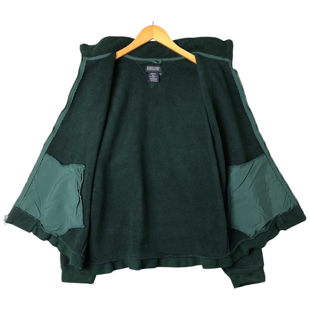 Vintage 80s-90'S Lands' End fleece jacket, made in the USA, size L, men's polyester Green type dark green Vintage Second Hand