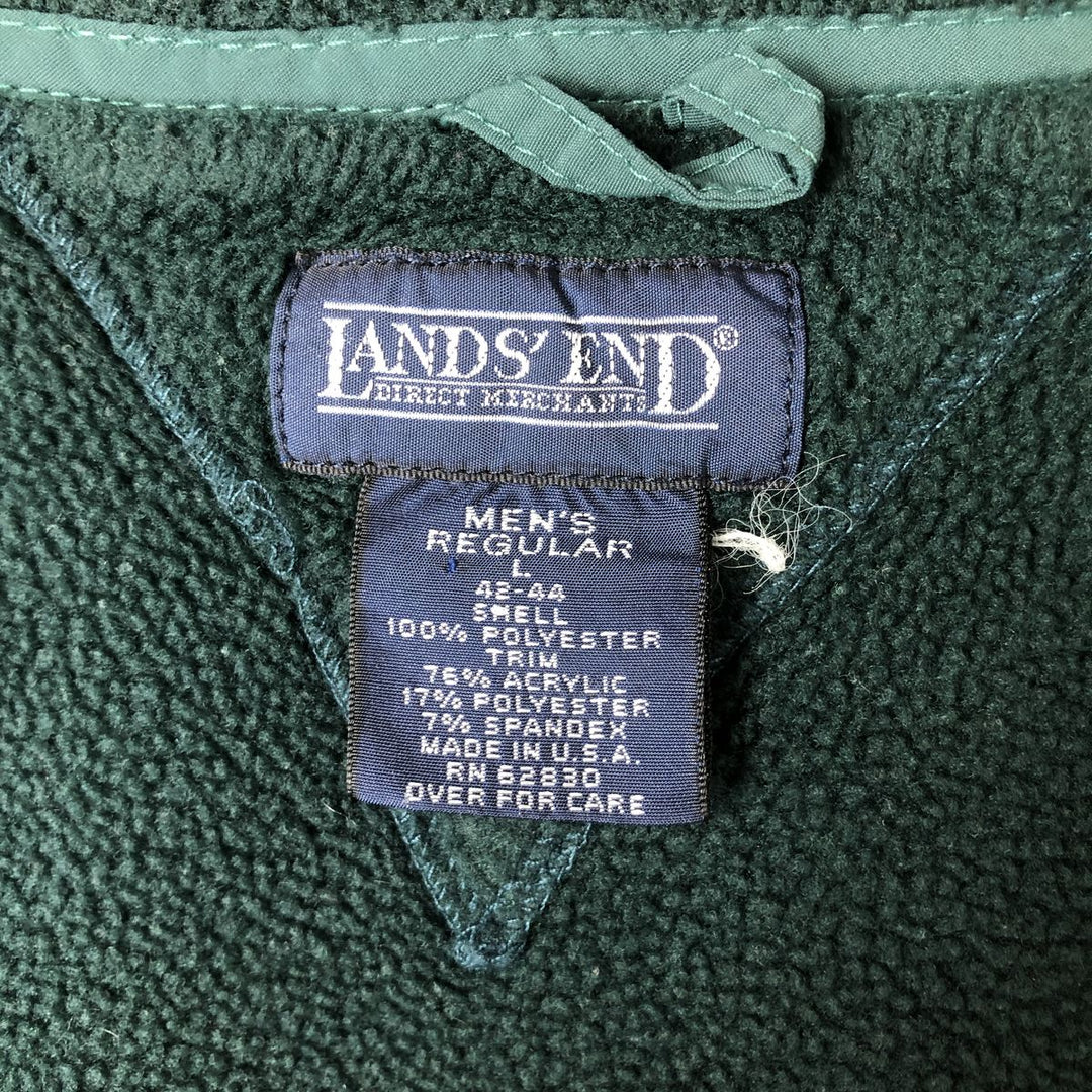 Vintage 80s-90'S Lands' End fleece jacket, made in the USA, size L, men's polyester Green type dark green Vintage Second Hand