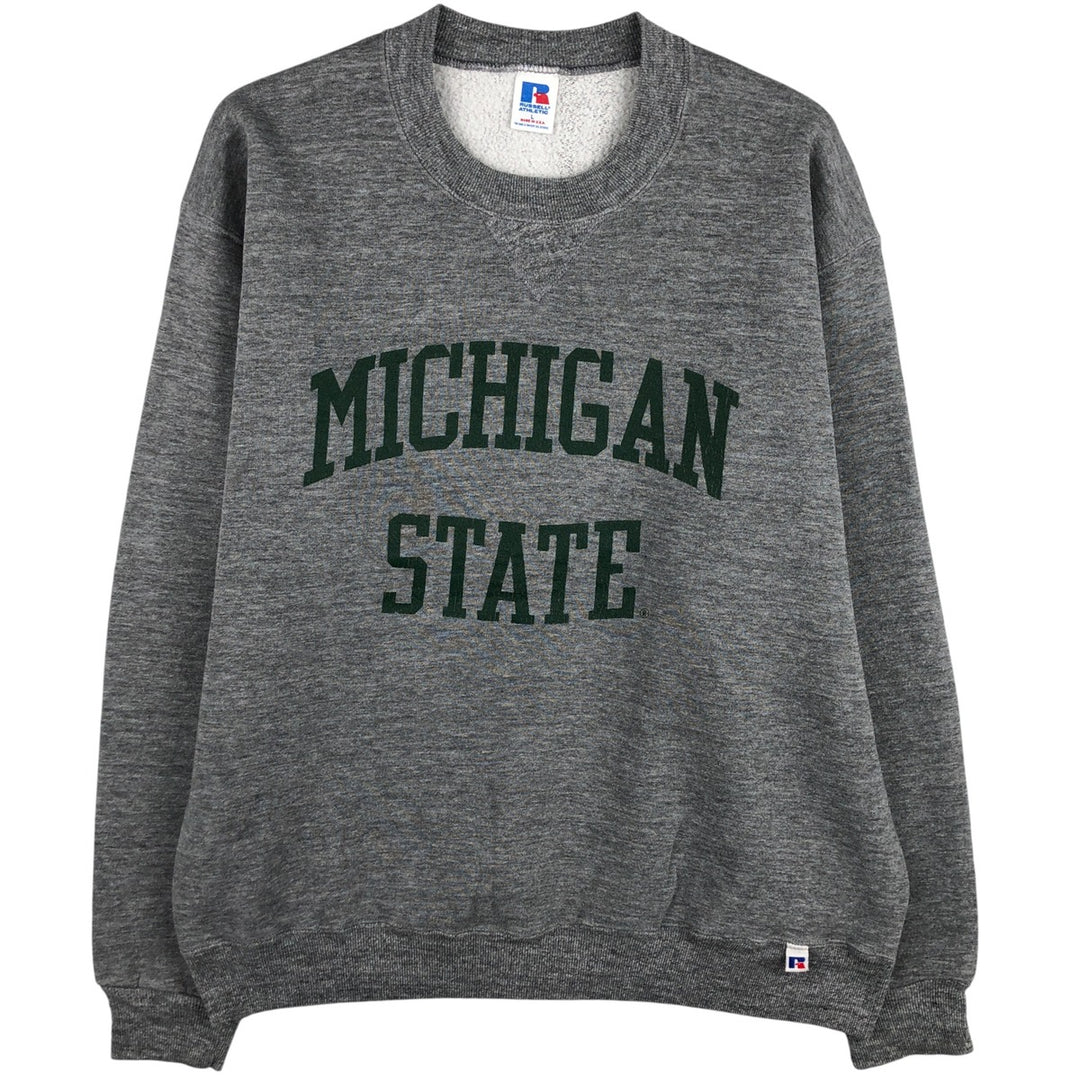 90'S Russell MICHIGAN STATE Michigan State University college sweatshirt, sweatshirt, made in USA, men's size L, vintage polyester gray type Vintage Second Hand