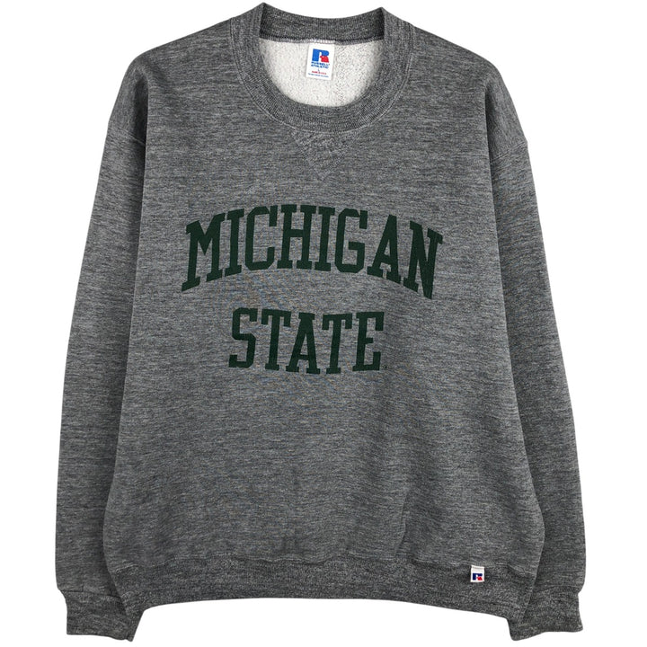 90'S Russell MICHIGAN STATE Michigan State University college sweatshirt, sweatshirt, made in USA, men's size L, vintage polyester gray type Vintage Second Hand