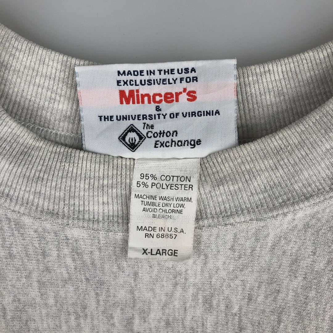 Vintage 90'S Mincers college sweatshirt, made in the USA, men's size XL cotton gray type Vintage Second Hand