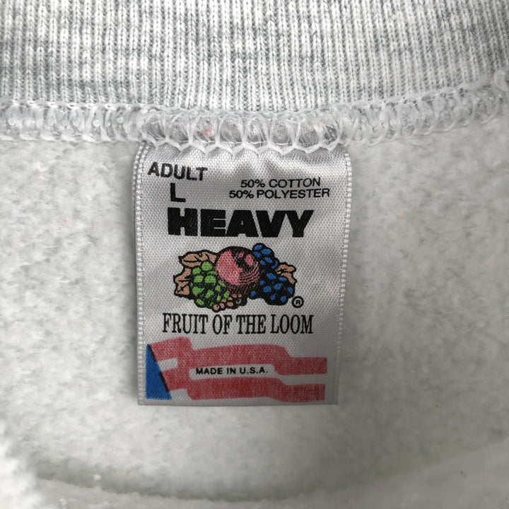 90'S Fruit of the Loom Crocodile Pattern College Character Sweatshirt, Made in USA, Men's Size L cotton gray type Vintage Second Hand