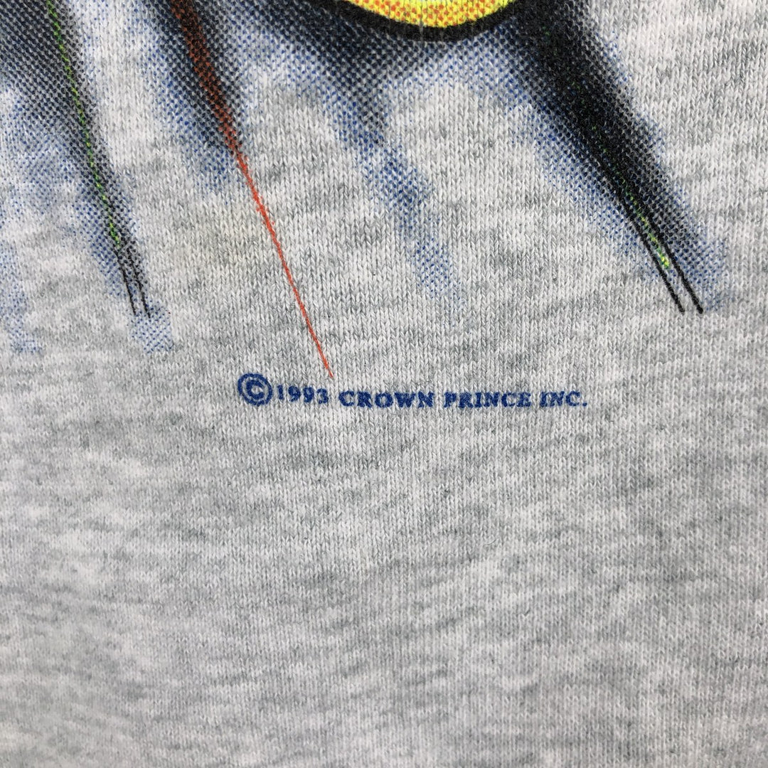 90'S Fruit of the Loom Crocodile Pattern College Character Sweatshirt, Made in USA, Men's Size L cotton gray type Vintage Second Hand