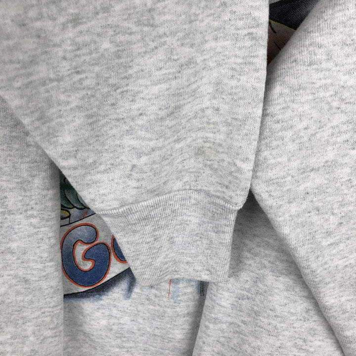 90'S Fruit of the Loom Crocodile Pattern College Character Sweatshirt, Made in USA, Men's Size L cotton gray type Vintage Second Hand
