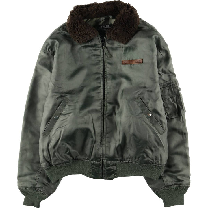 Avirex B-15 Type Padded Military Flight Jacket, Made in USA, Men's Size L Nylon Khaki type Vintage Second Hand