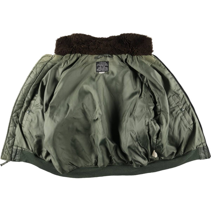 Avirex B-15 Type Padded Military Flight Jacket, Made in USA, Men's Size L Nylon Khaki type Vintage Second Hand