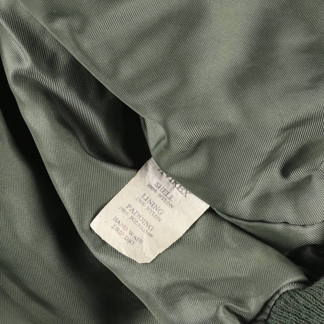 Avirex B-15 Type Padded Military Flight Jacket, Made in USA, Men's Size L Nylon Khaki type Vintage Second Hand