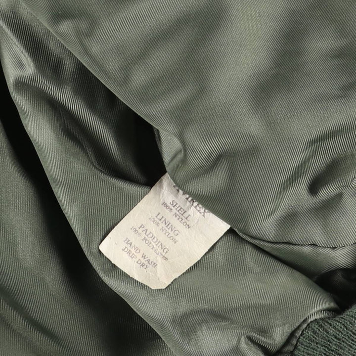 Avirex B-15 Type Padded Military Flight Jacket, Made in USA, Men's Size L Nylon Khaki type Vintage Second Hand