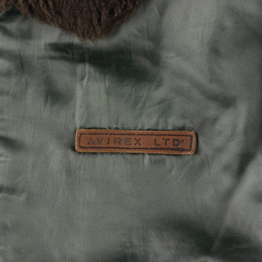 Avirex B-15 Type Padded Military Flight Jacket, Made in USA, Men's Size L Nylon Khaki type Vintage Second Hand