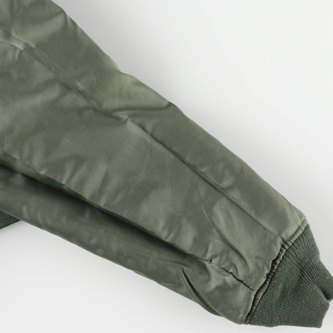 Avirex B-15 Type Padded Military Flight Jacket, Made in USA, Men's Size L Nylon Khaki type Vintage Second Hand