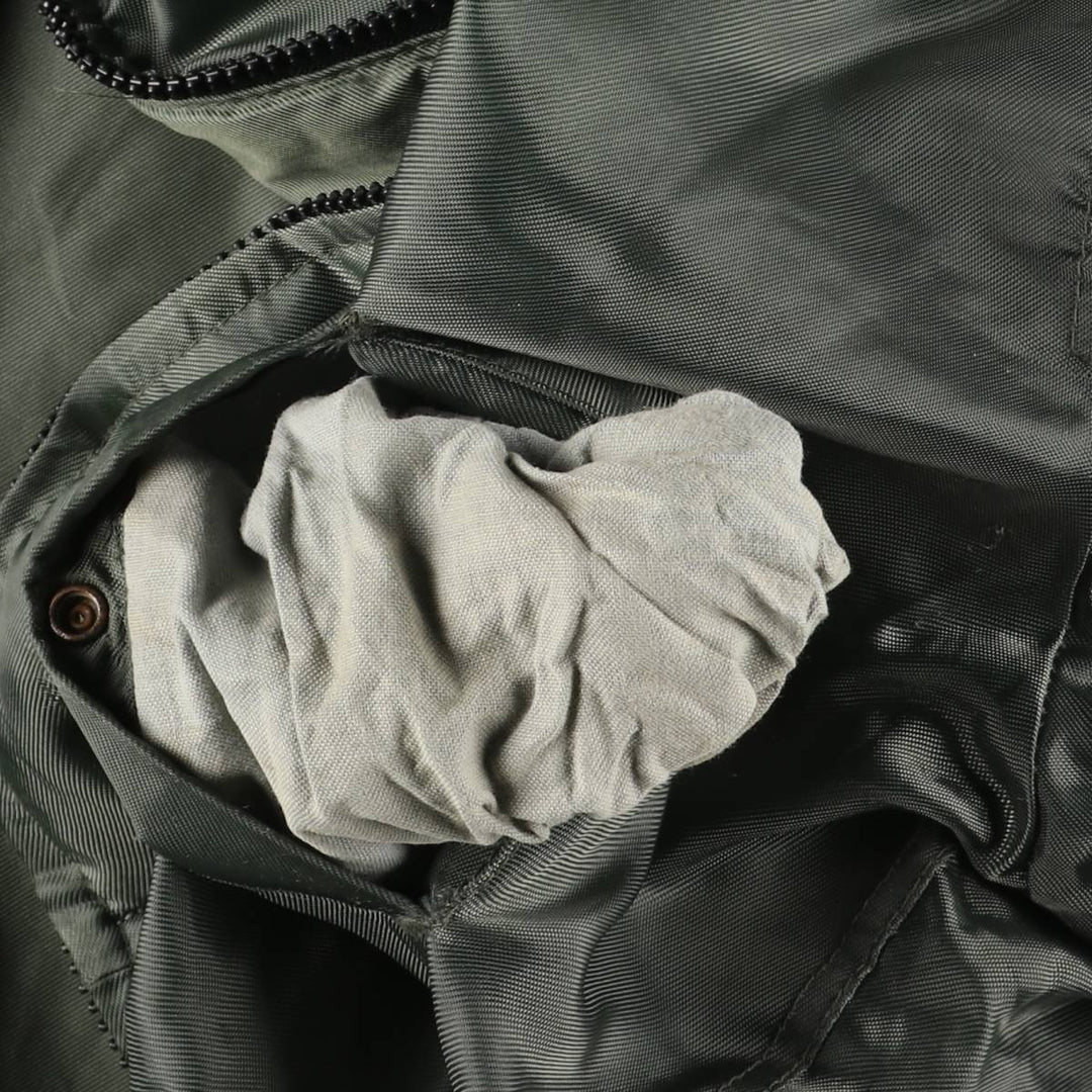 Avirex B-15 Type Padded Military Flight Jacket, Made in USA, Men's Size L Nylon Khaki type Vintage Second Hand