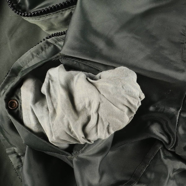 Avirex B-15 Type Padded Military Flight Jacket, Made in USA, Men's Size L Nylon Khaki type Vintage Second Hand