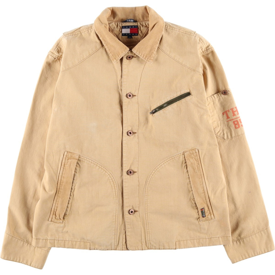 Vintage 90'S Tommy Hilfiger Jeans Duck Work Jacket, Men's Size L cotton Beige type Vintage Second Hand