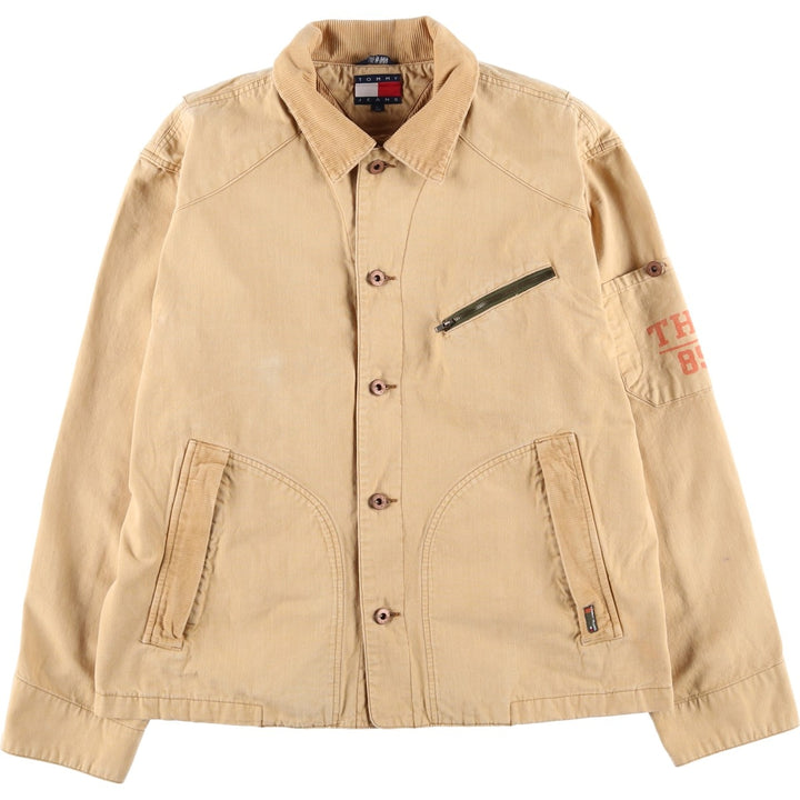 Vintage 90'S Tommy Hilfiger Jeans Duck Work Jacket, Men's Size L cotton Beige type Vintage Second Hand