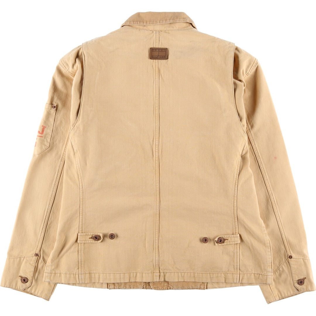 Vintage 90'S Tommy Hilfiger Jeans Duck Work Jacket, Men's Size L cotton Beige type Vintage Second Hand