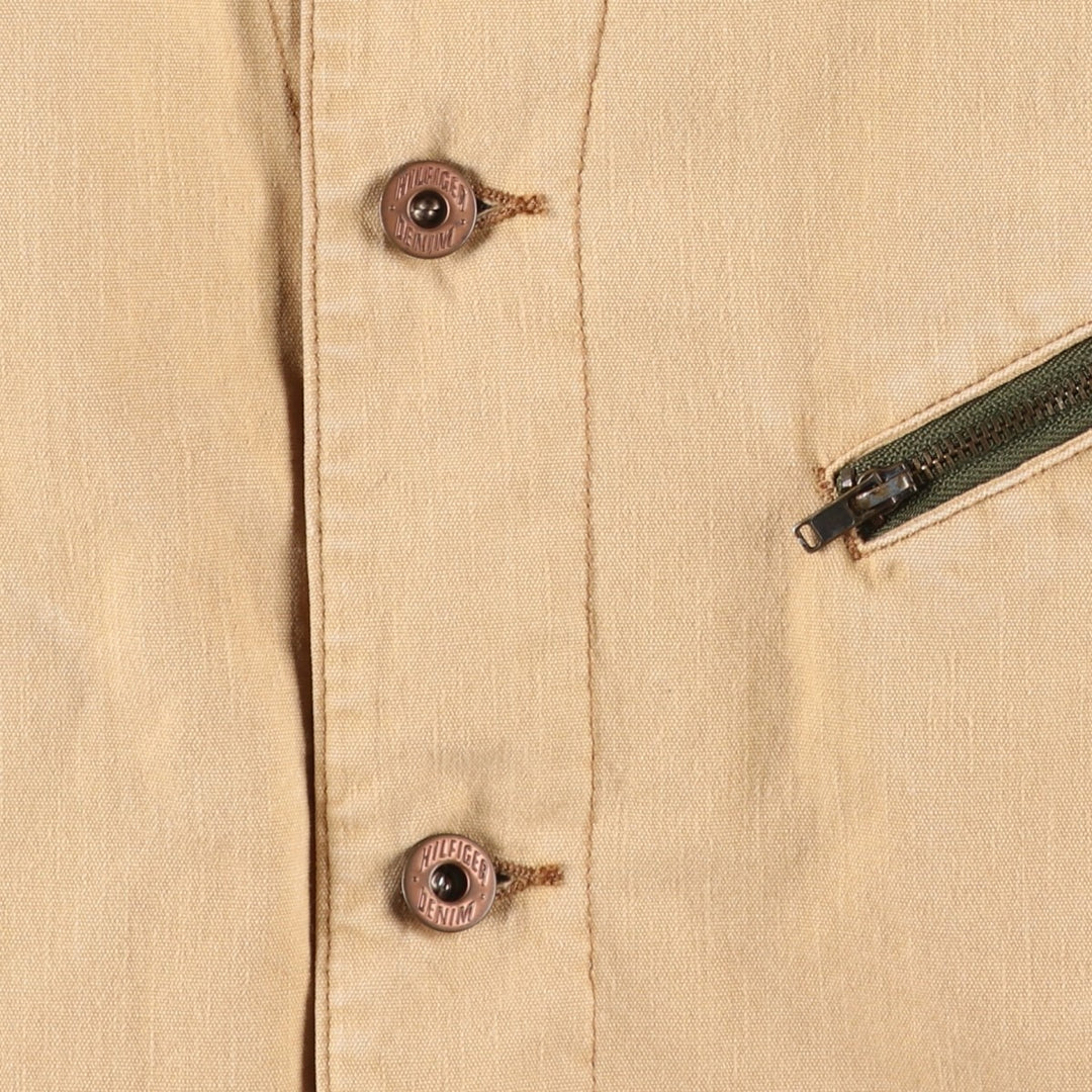 Vintage 90'S Tommy Hilfiger Jeans Duck Work Jacket, Men's Size L cotton Beige type Vintage Second Hand