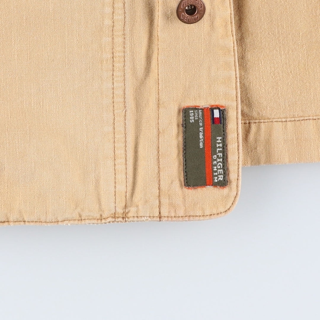 Vintage 90'S Tommy Hilfiger Jeans Duck Work Jacket, Men's Size L cotton Beige type Vintage Second Hand