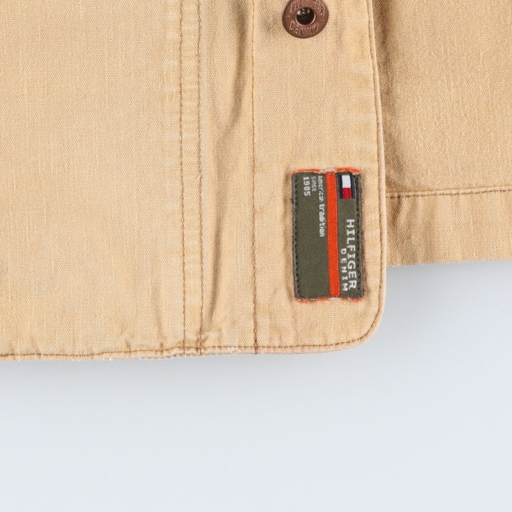Vintage 90'S Tommy Hilfiger Jeans Duck Work Jacket, Men's Size L cotton Beige type Vintage Second Hand