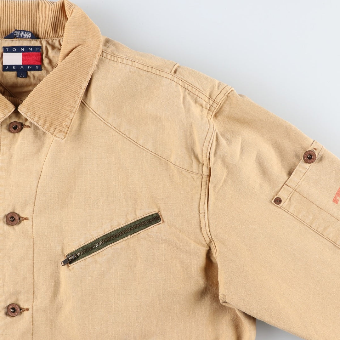 Vintage 90'S Tommy Hilfiger Jeans Duck Work Jacket, Men's Size L cotton Beige type Vintage Second Hand