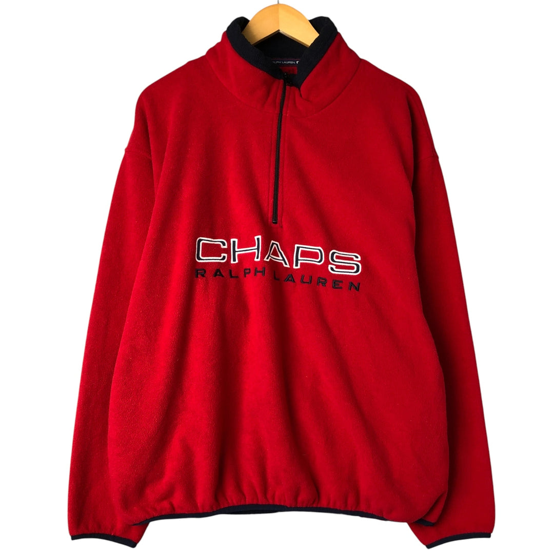 Ralph Lauren Chaps Half-Zip Fleece Pullover, Men's XL polyester red type Vintage Second Hand