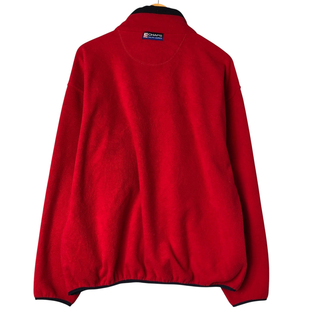 Ralph Lauren Chaps Half-Zip Fleece Pullover, Men's XL polyester red type Vintage Second Hand