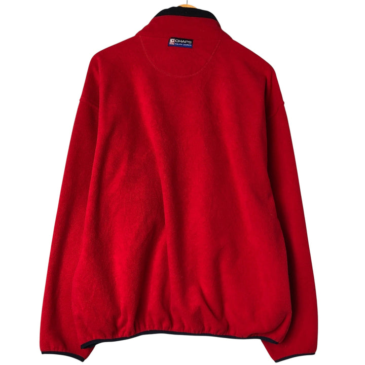 Ralph Lauren Chaps Half-Zip Fleece Pullover, Men's XL polyester red type Vintage Second Hand
