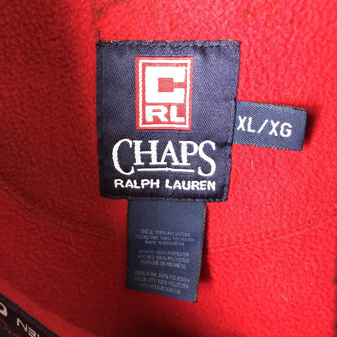 Ralph Lauren Chaps Half-Zip Fleece Pullover, Men's XL polyester red type Vintage Second Hand