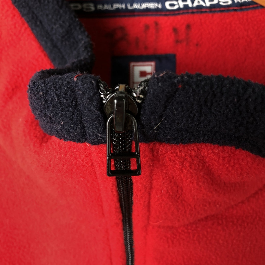 Ralph Lauren Chaps Half-Zip Fleece Pullover, Men's XL polyester red type Vintage Second Hand