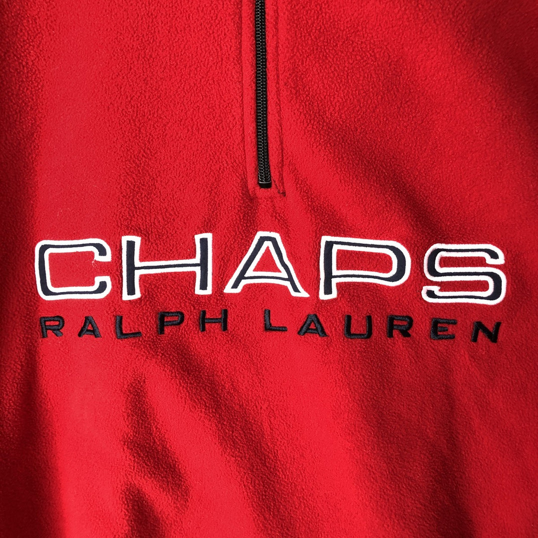 Ralph Lauren Chaps Half-Zip Fleece Pullover, Men's XL polyester red type Vintage Second Hand
