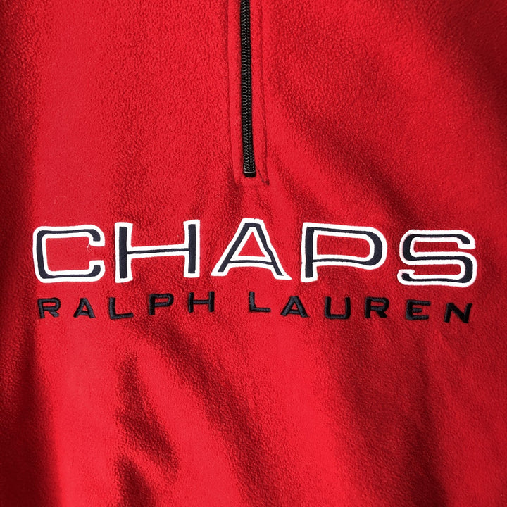Ralph Lauren Chaps Half-Zip Fleece Pullover, Men's XL polyester red type Vintage Second Hand