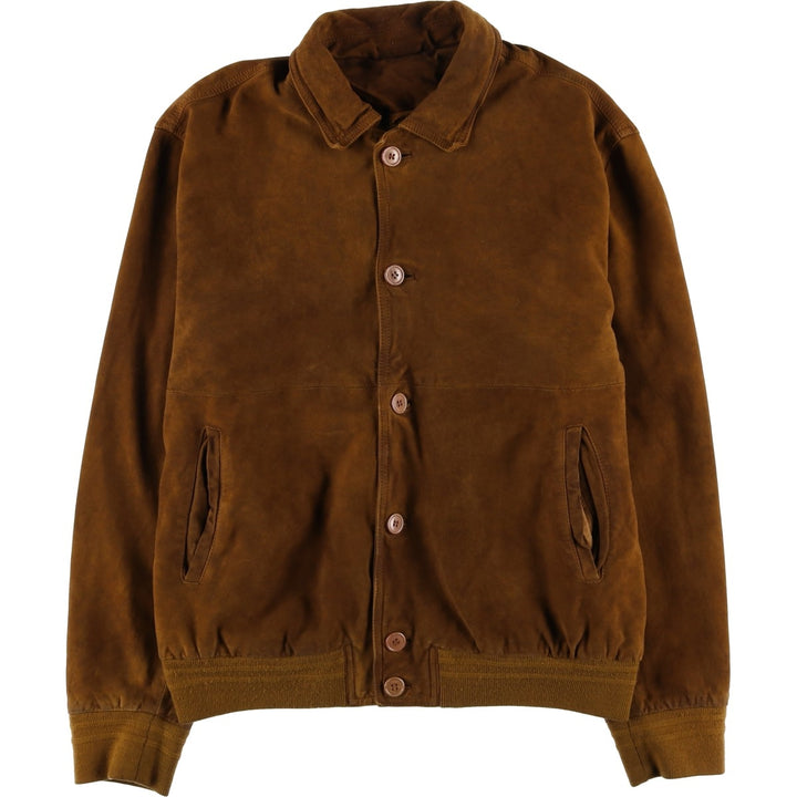 VERA PELLE Men's Vintage Collared Suede Leather Blouson (Size L) Genuine Leather Suede Leather brown type Vintage Second Hand
