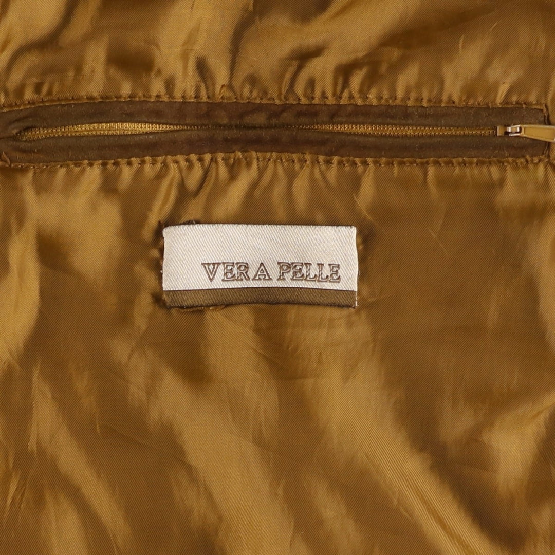 VERA PELLE Men's Vintage Collared Suede Leather Blouson (Size L) Genuine Leather Suede Leather brown type Vintage Second Hand
