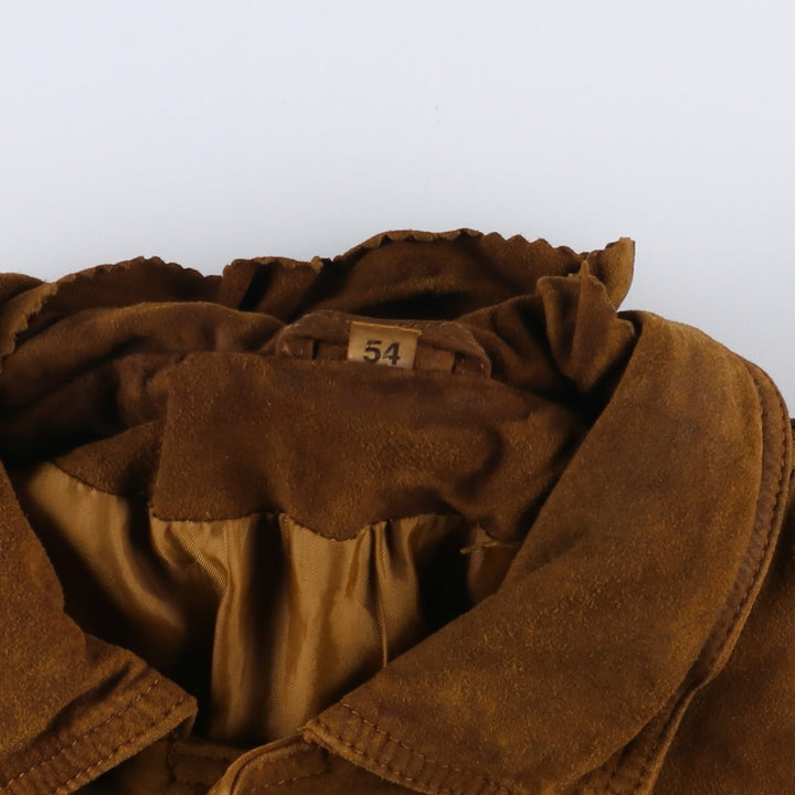 VERA PELLE Men's Vintage Collared Suede Leather Blouson (Size L) Genuine Leather Suede Leather brown type Vintage Second Hand