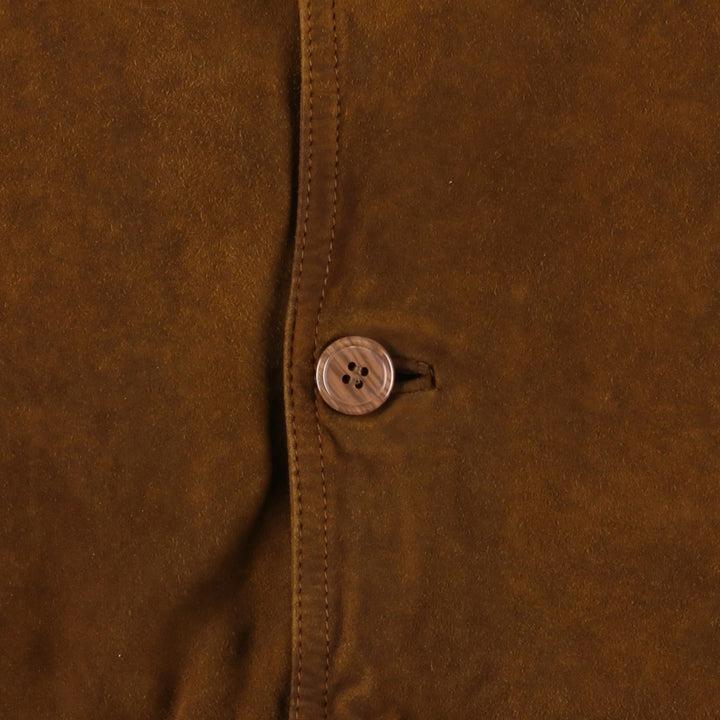 VERA PELLE Men's Vintage Collared Suede Leather Blouson (Size L) Genuine Leather Suede Leather brown type Vintage Second Hand